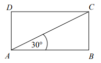 Przekątna prostokąta ABCD nachylona jest do jednego z jego boków pod kątem 30°. Uzasadnij, że pole prostokąta ABCD jest równe polu trójkąta równobocznego o boku równym przekątnej tego prostokąta.